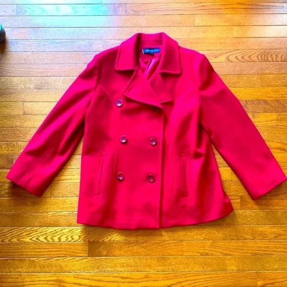 Red Anne Klein Women’s Pea Coat - XL - Picture 3 of 6